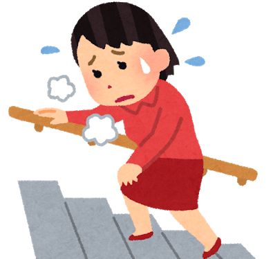 階段を上る女性